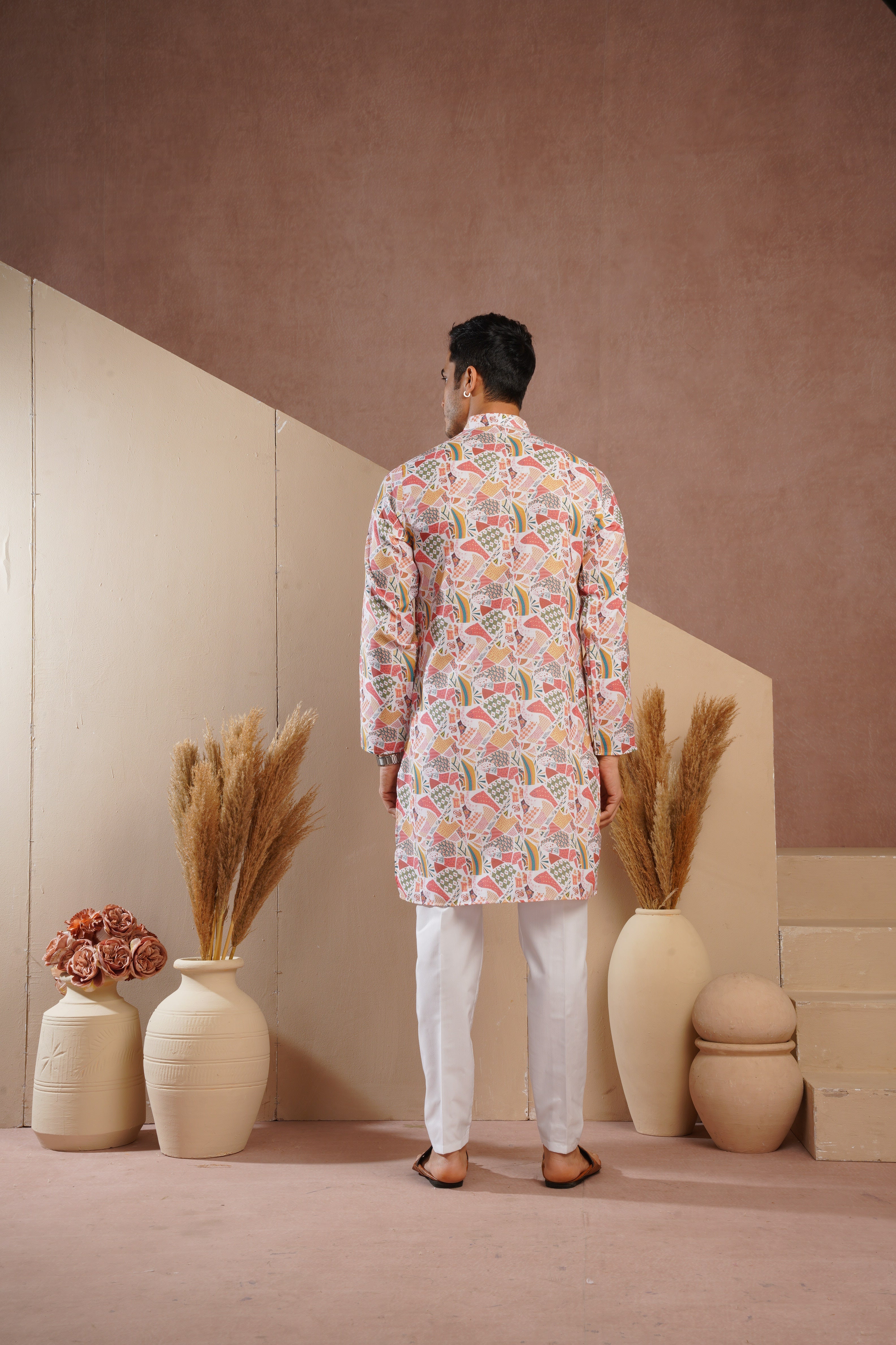 Yellow Multicolour Shades Abstract Print Kurta Set