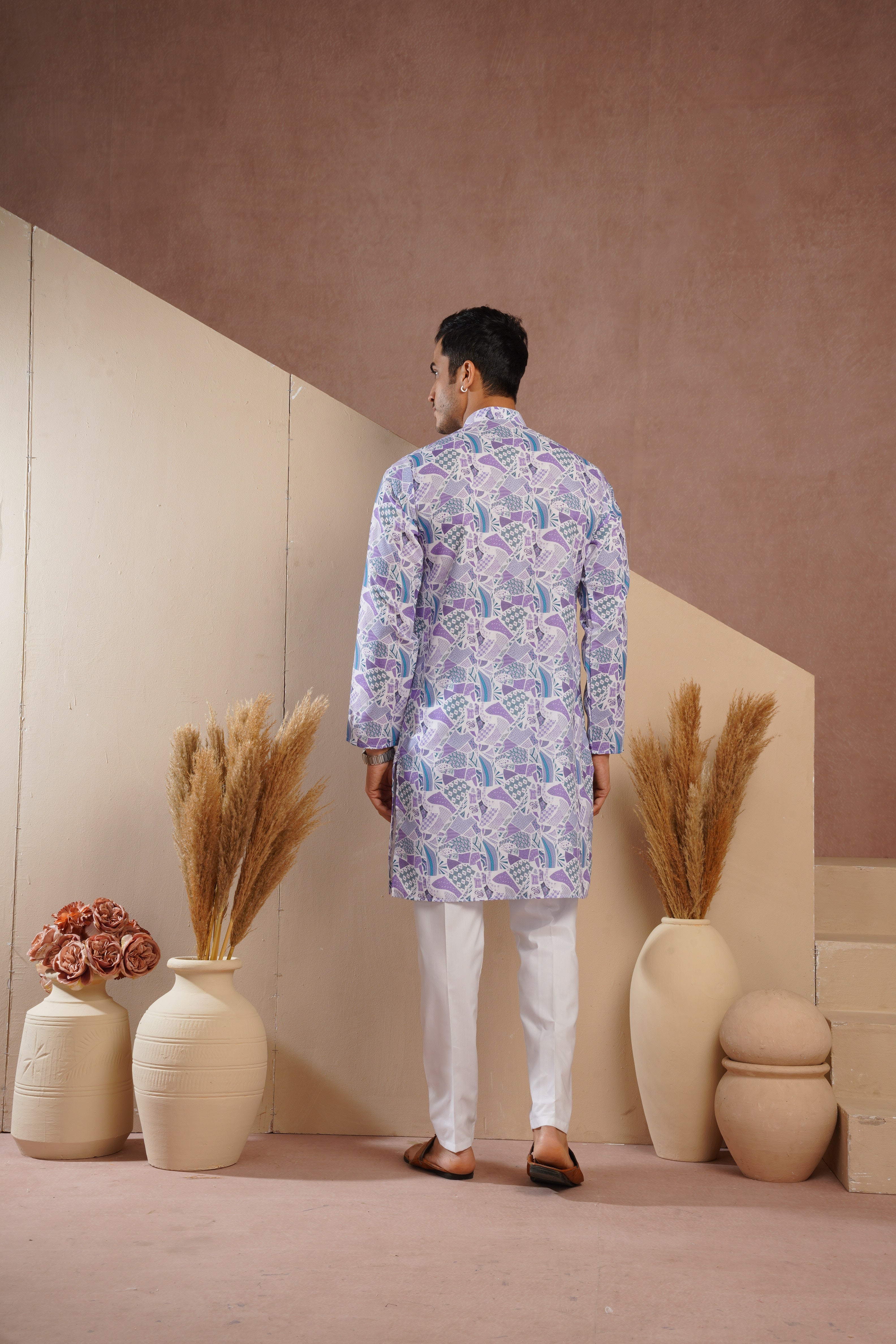 Purple Multicolour Shades Abstract Print Kurta Set
