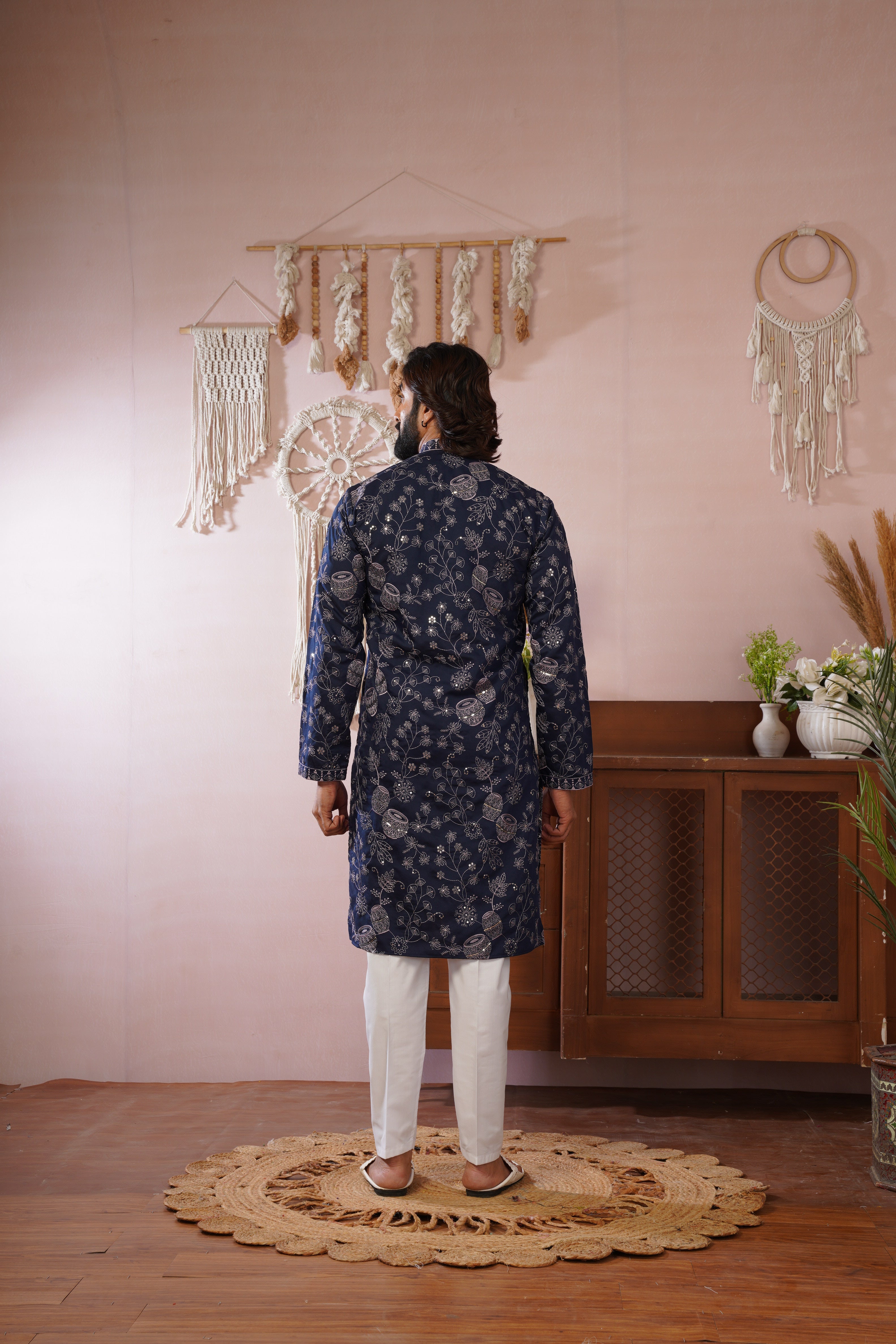 Blue Heritage Embroidered Kurta Set