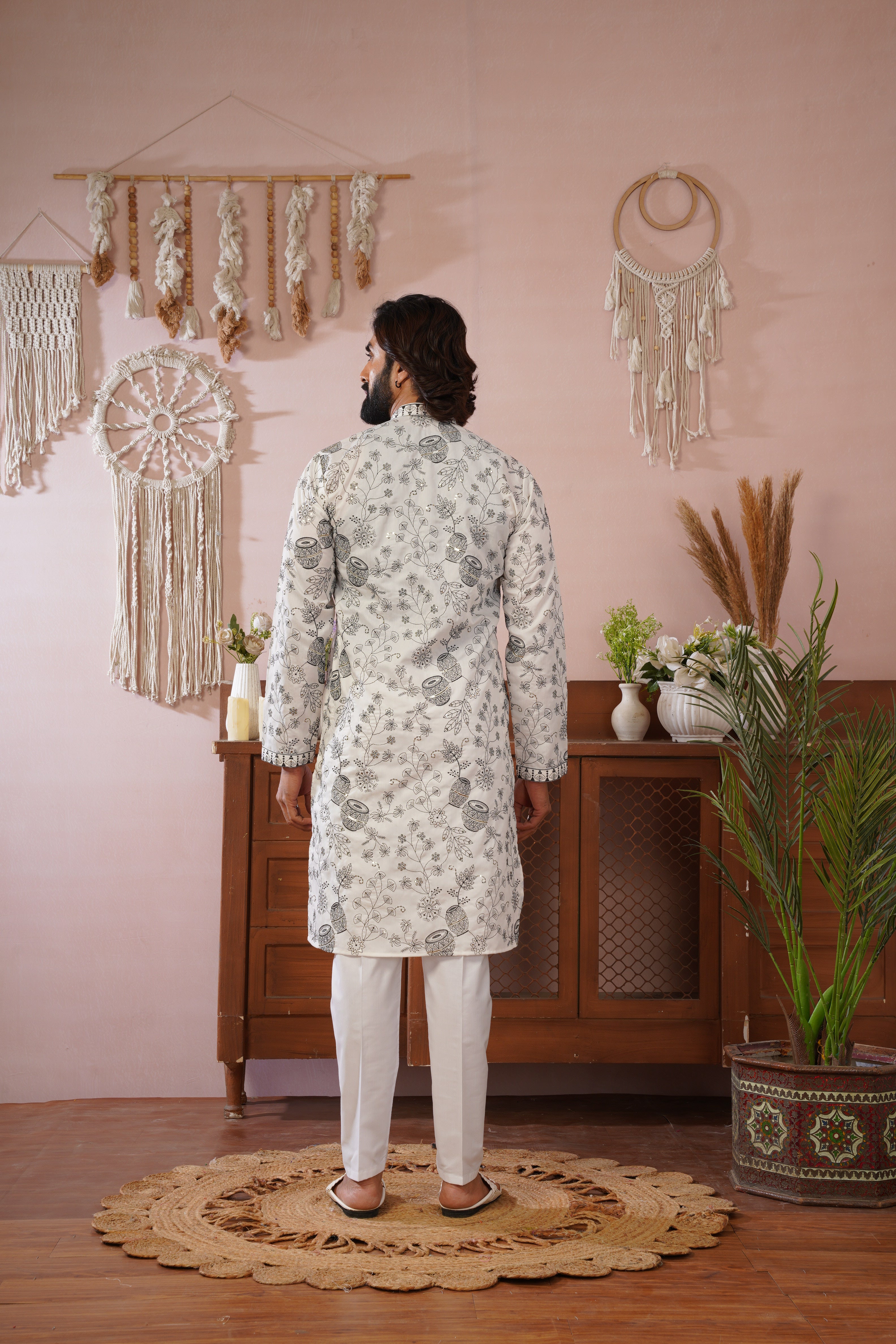 White Heritage Embroidered Kurta Set