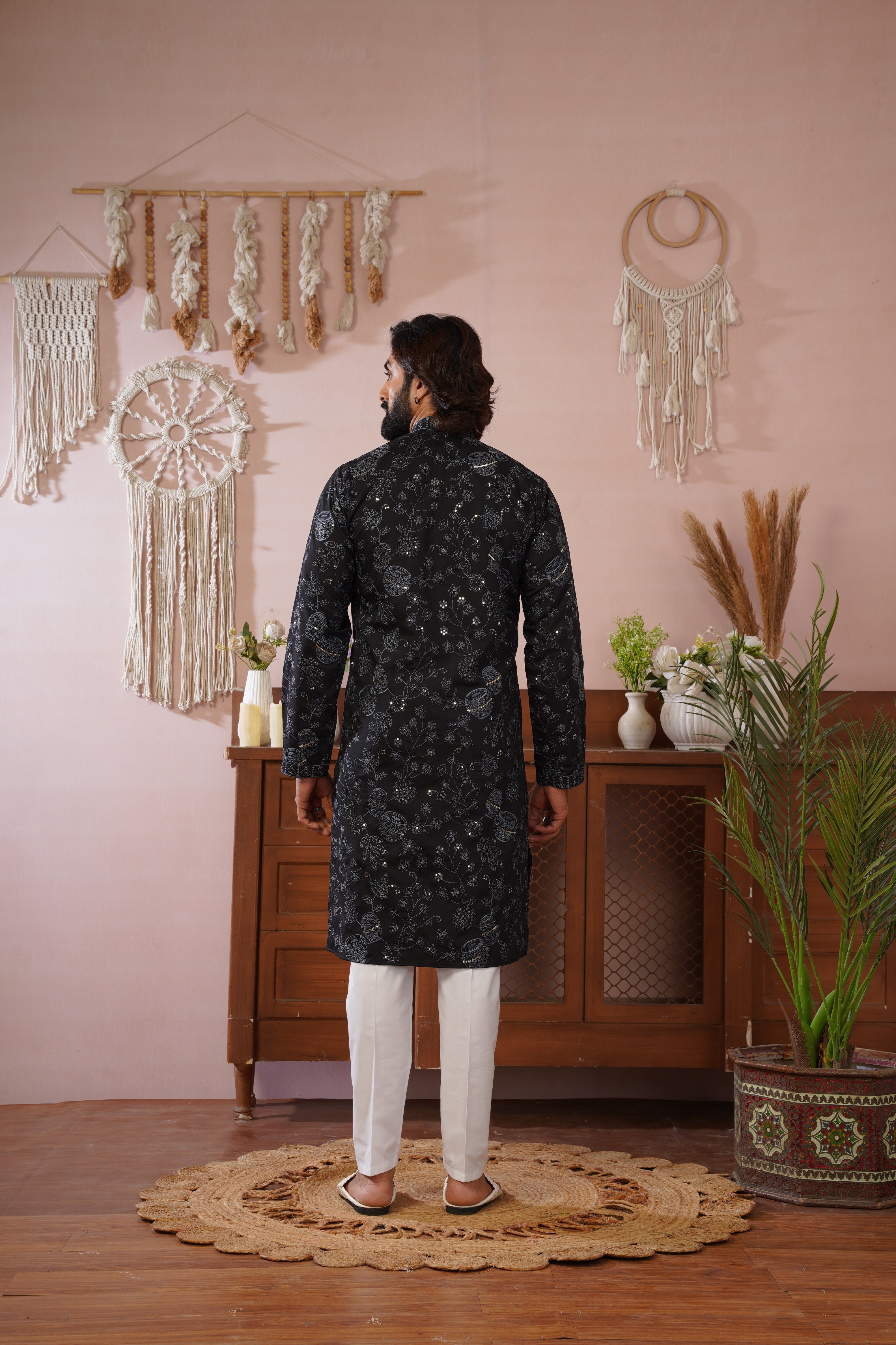 Black Heritage Embroidered Kurta Set