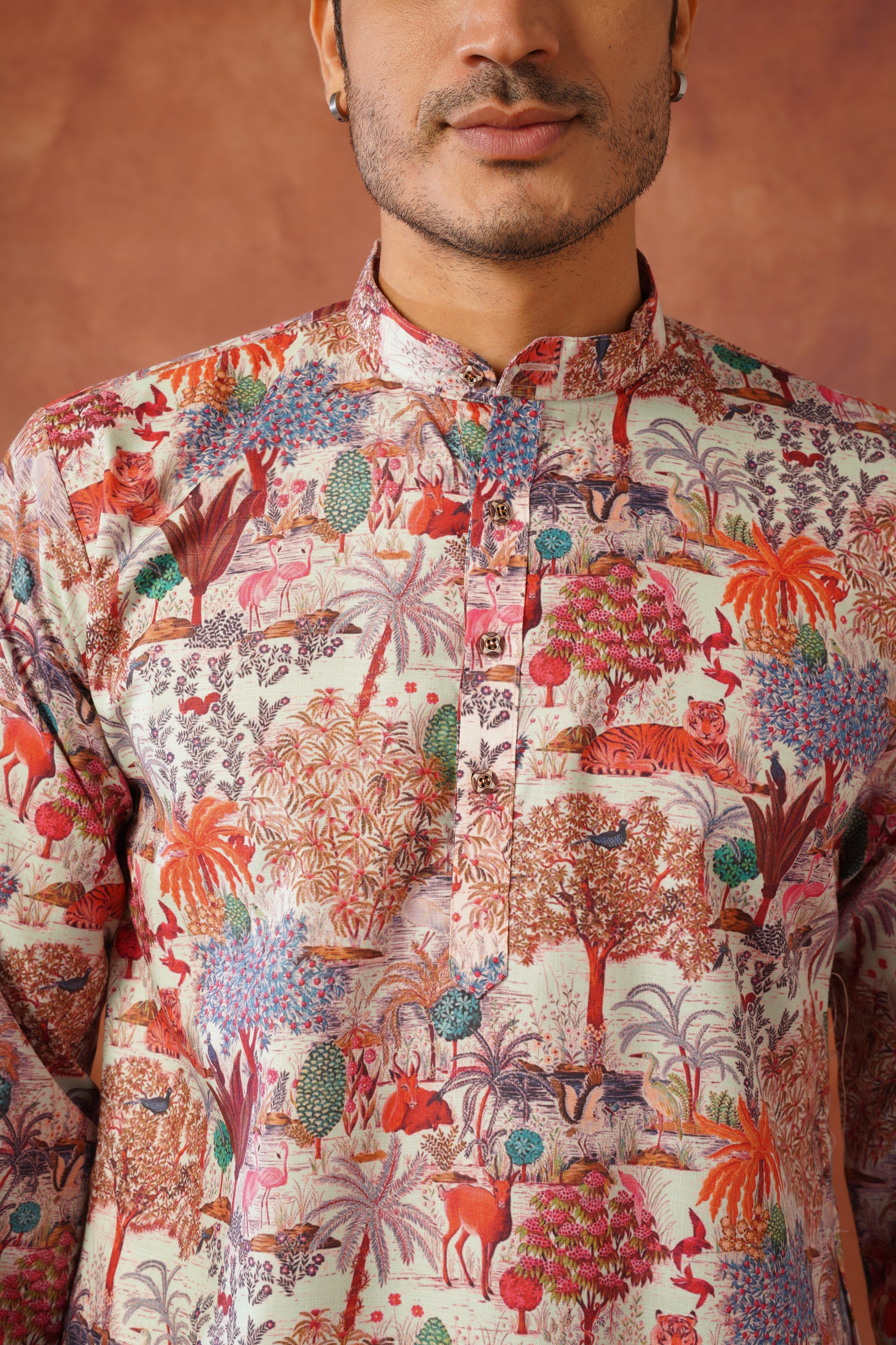 Pista Heritage Forest Illustration Kurta Set