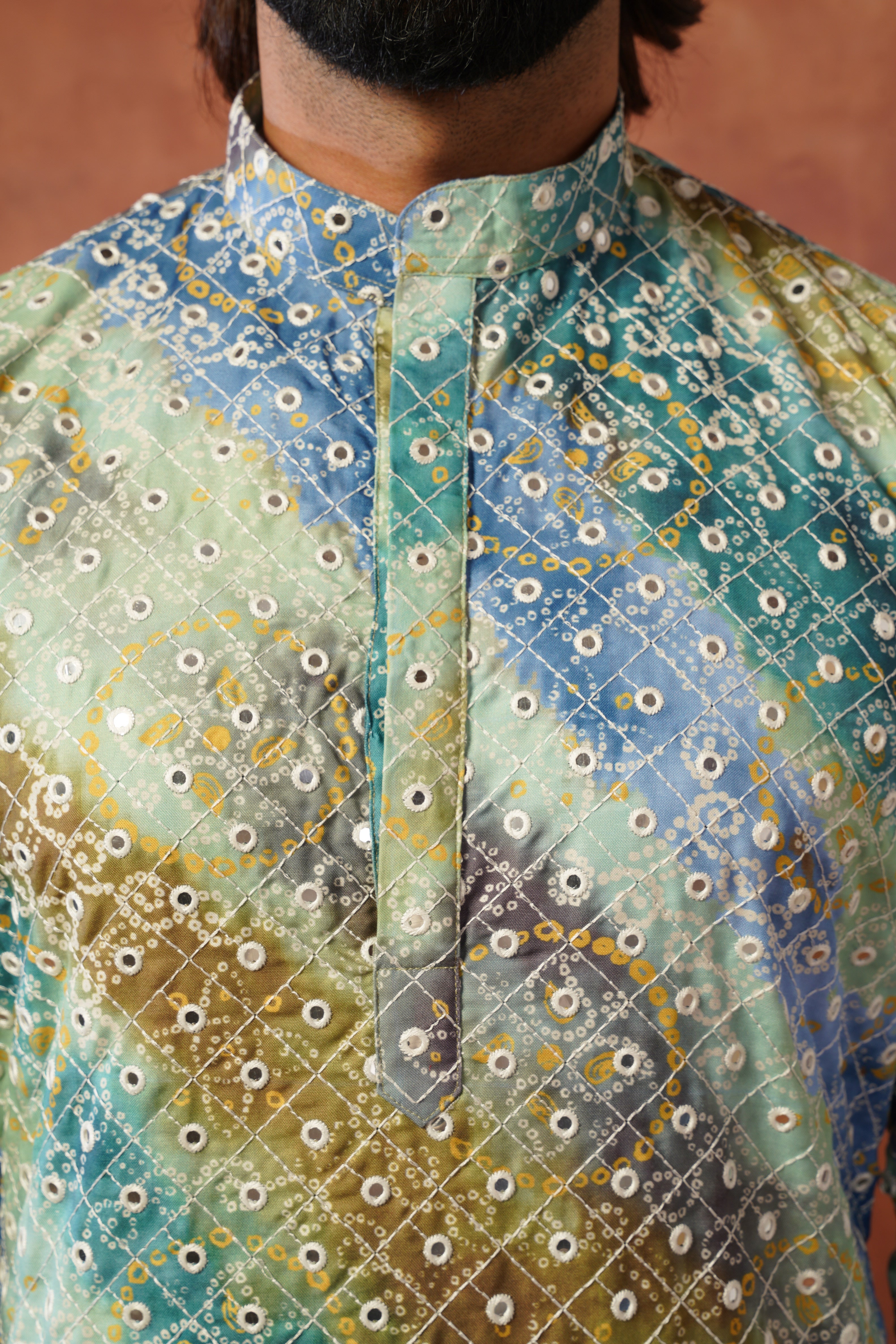 Green bandhani Printed & Sequin Work Kurta Set