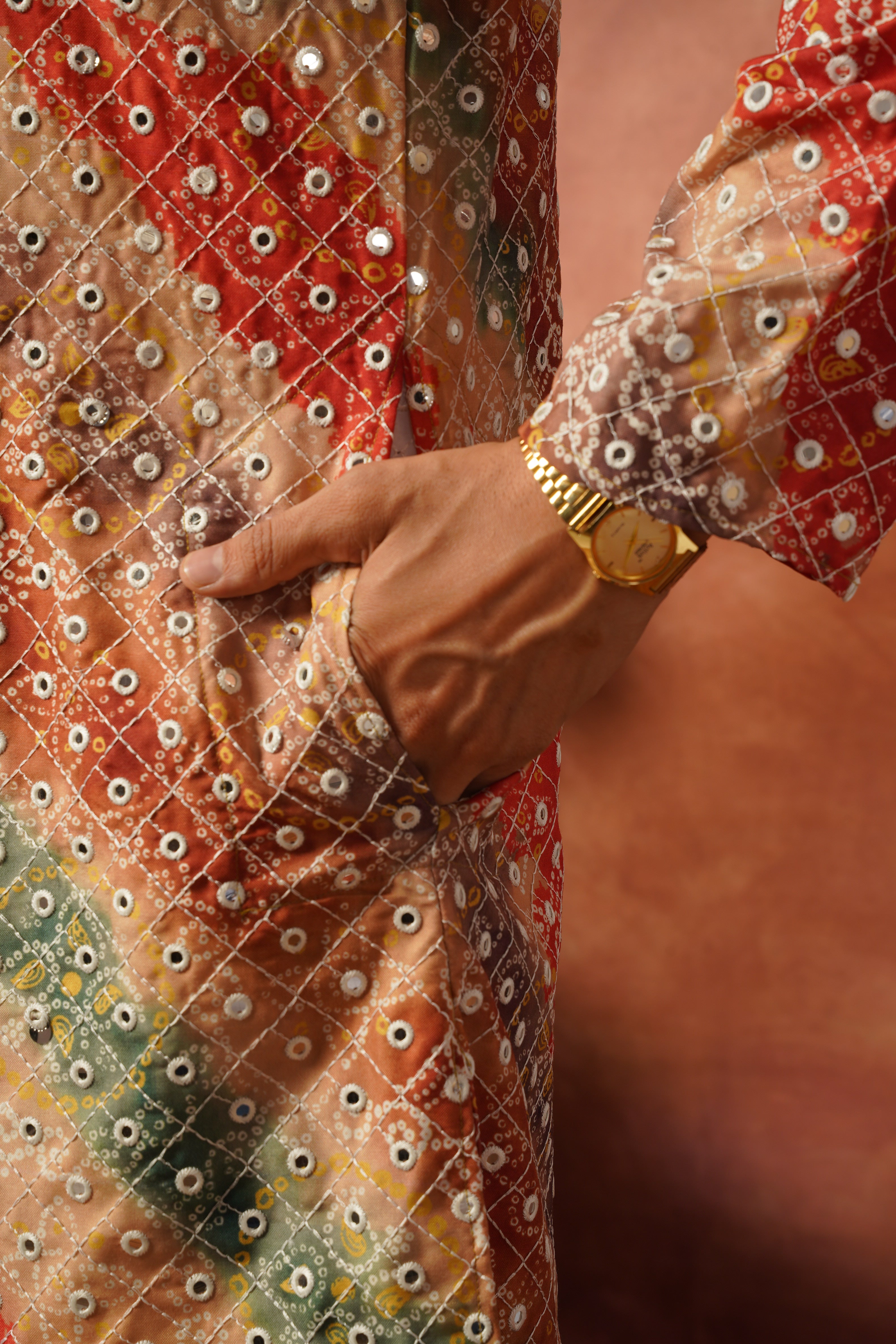 Yellow bandhani Printed & Sequin Work Kurta Set