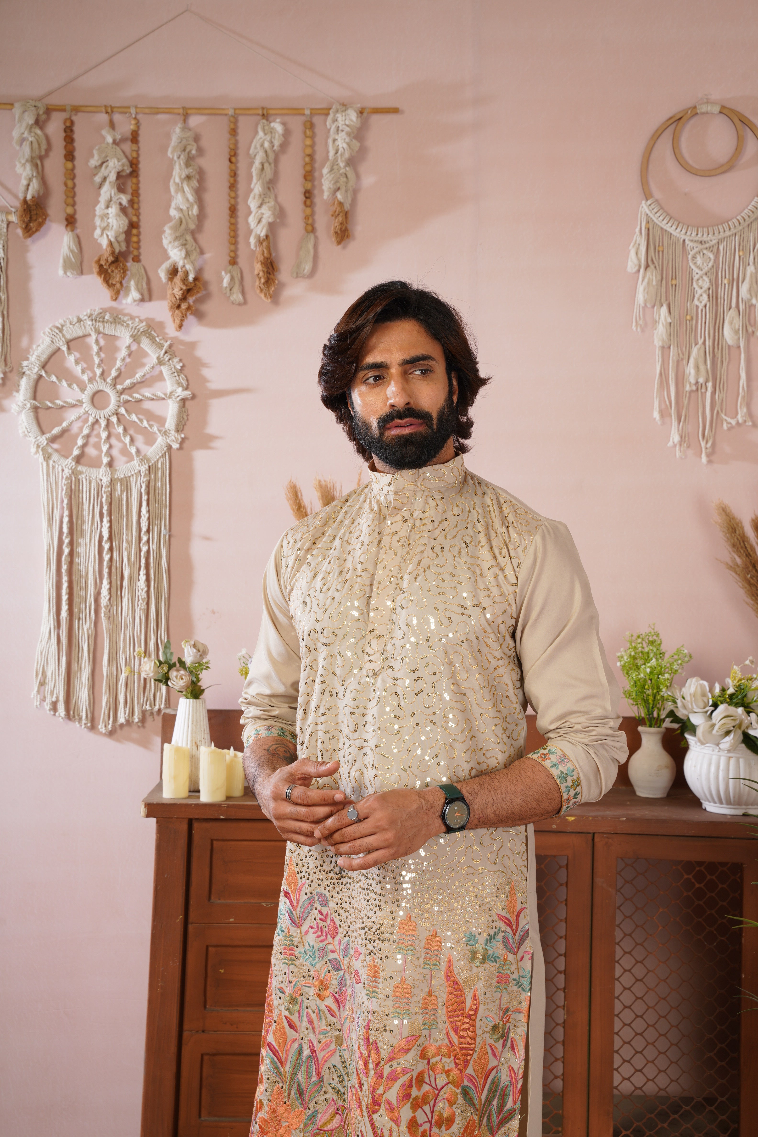 Gulshan Ivory Royale Sequin Embroidered work Kurta Set