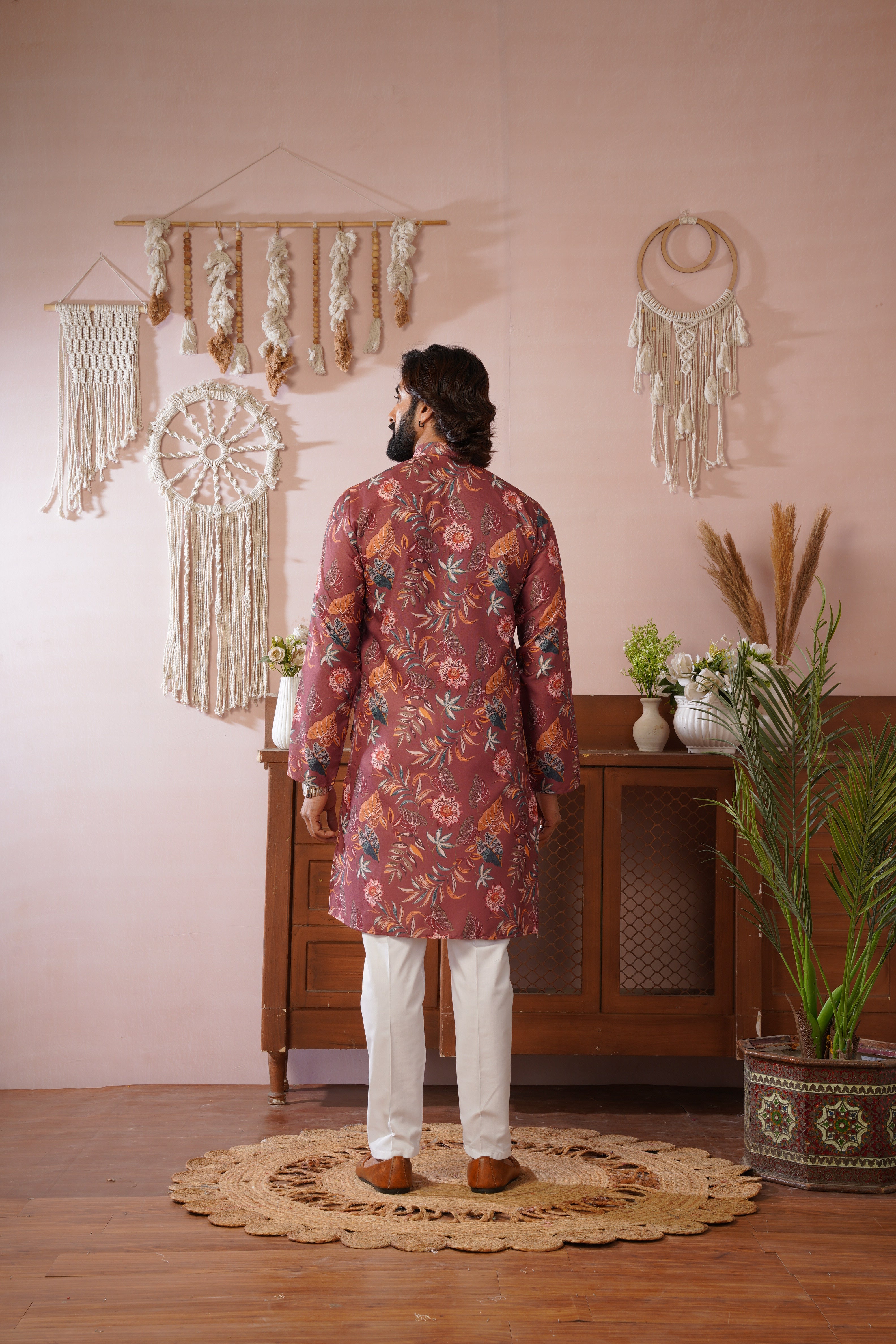 Rangrez Floral All-over Printed Brown Kurta Set
