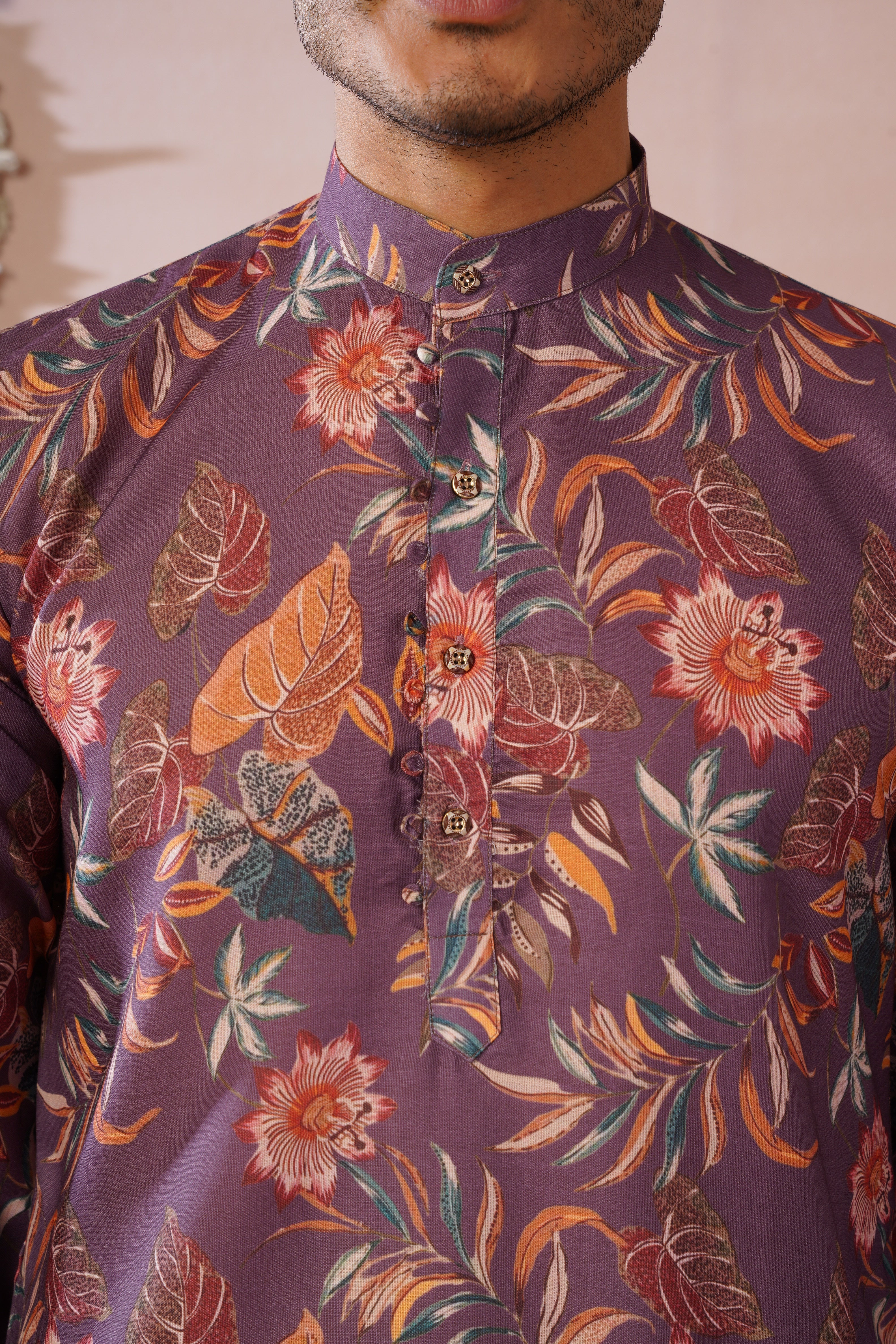 Rangrez Floral All-over Printed Purple Kurta Set