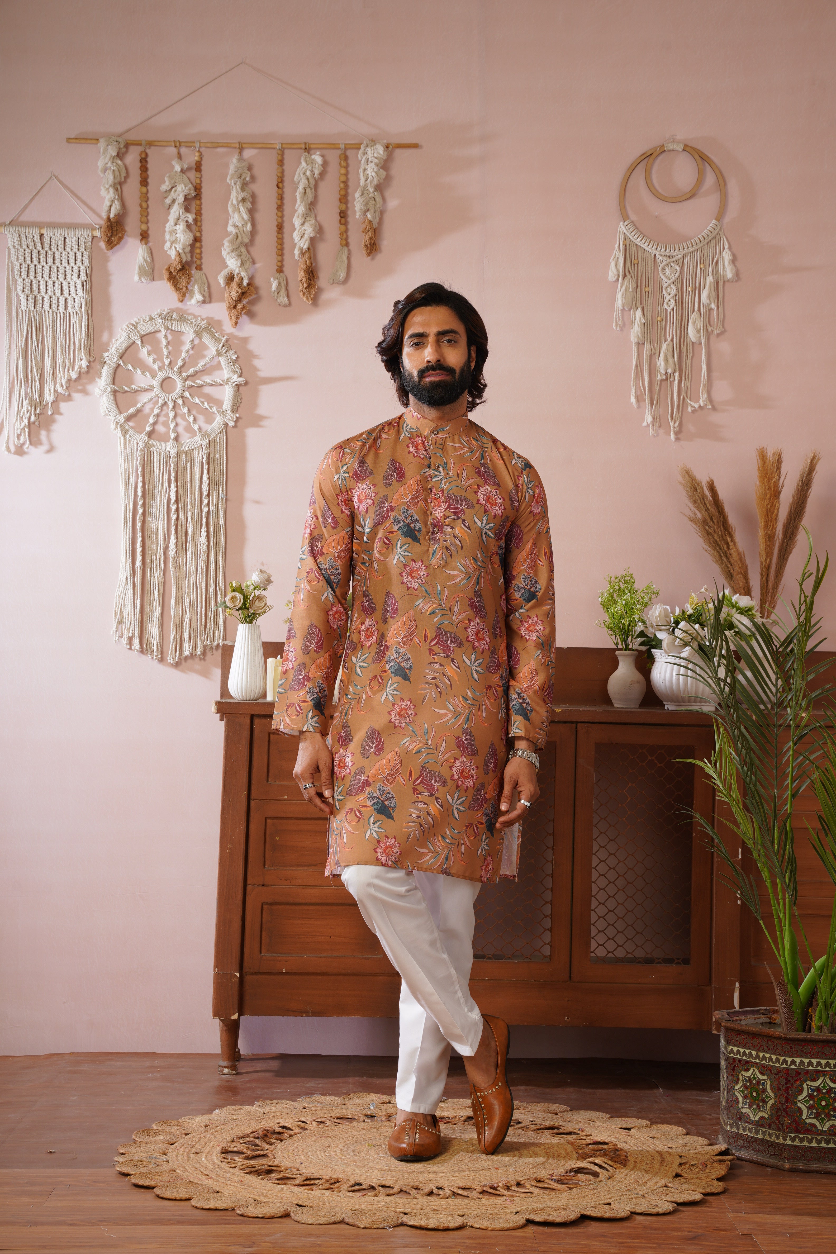 Rangrez Floral All-over Printed Yellow Kurta Set