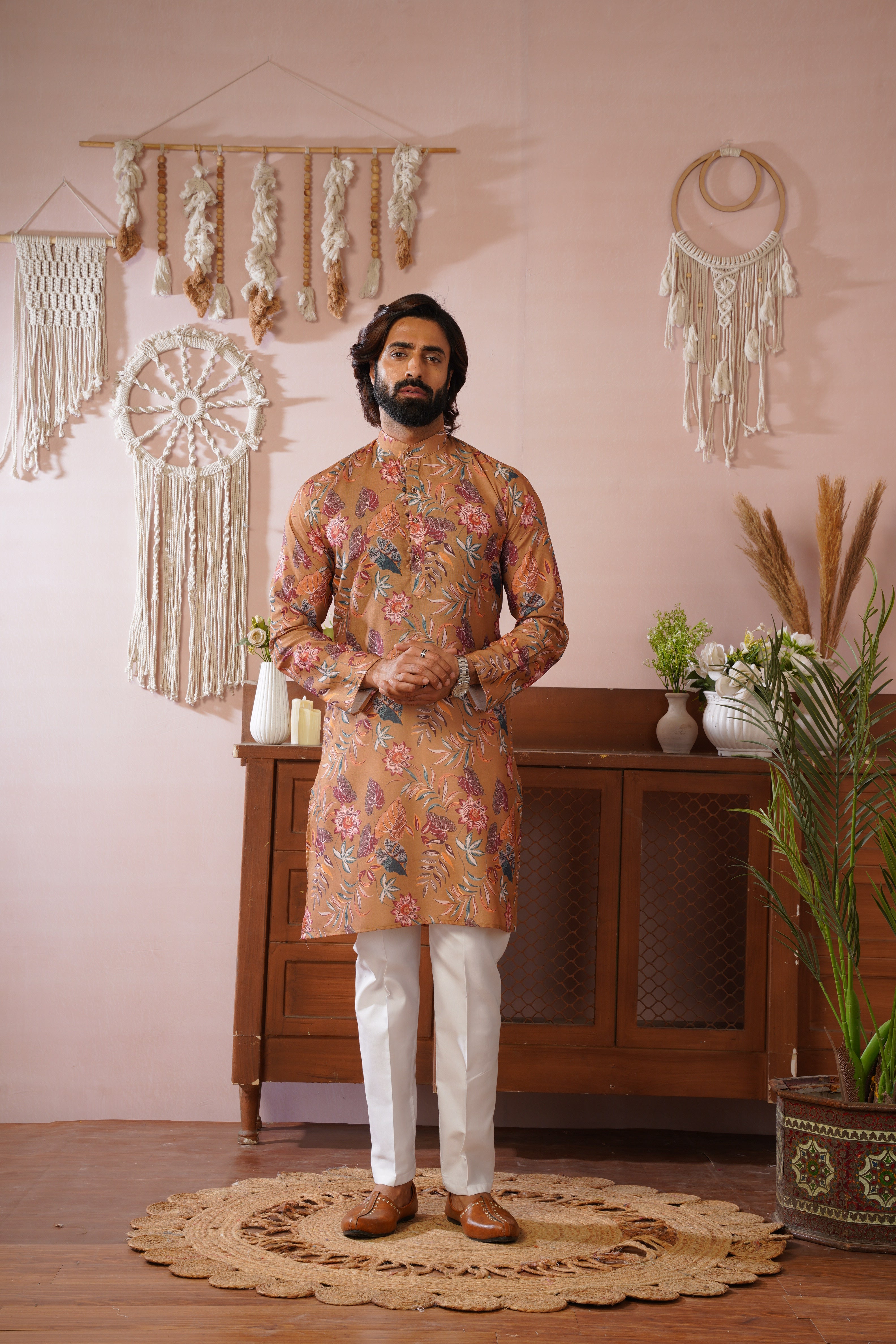 Rangrez Floral All-over Printed Yellow Kurta Set