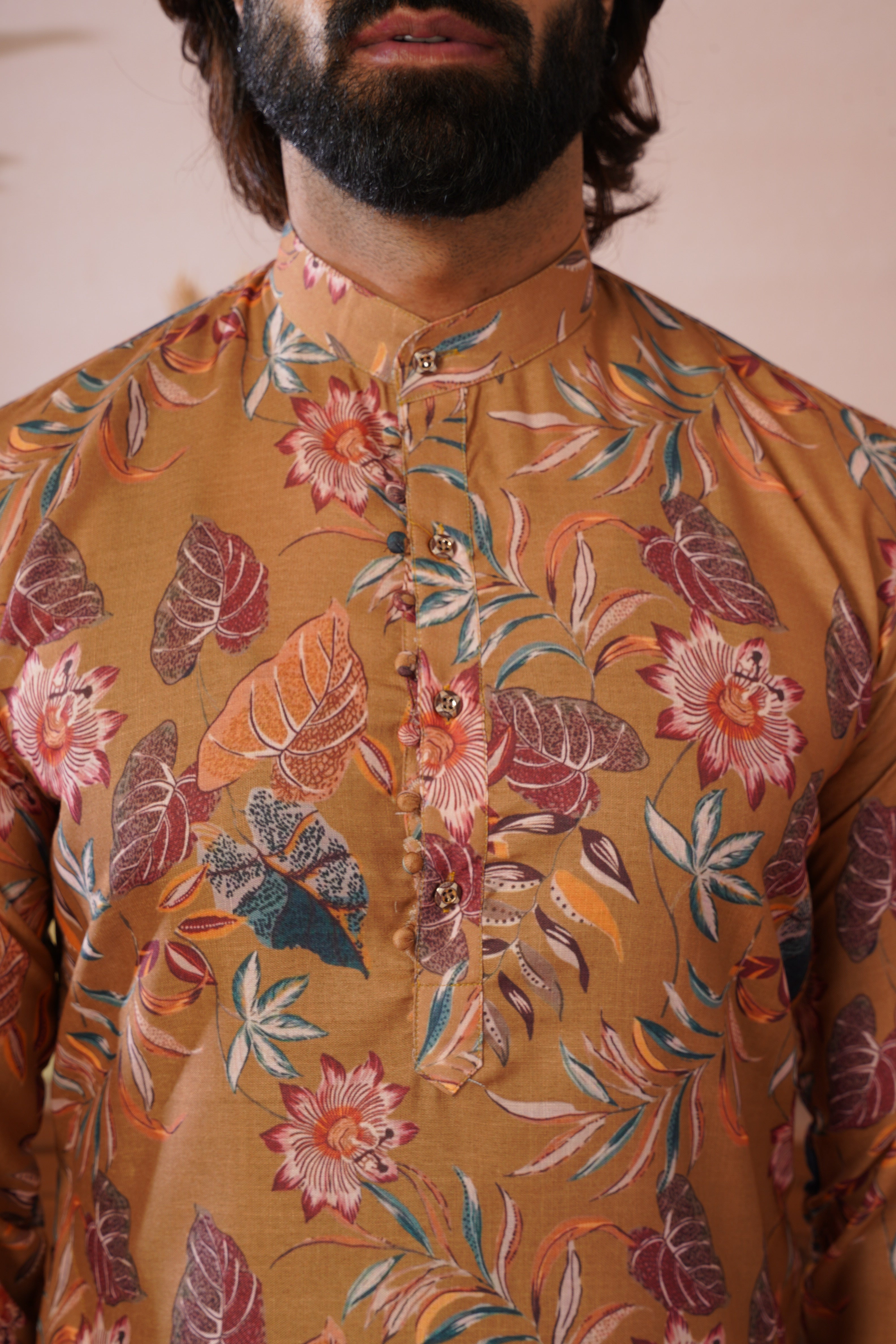 Rangrez Floral All-over Printed Yellow Kurta Set