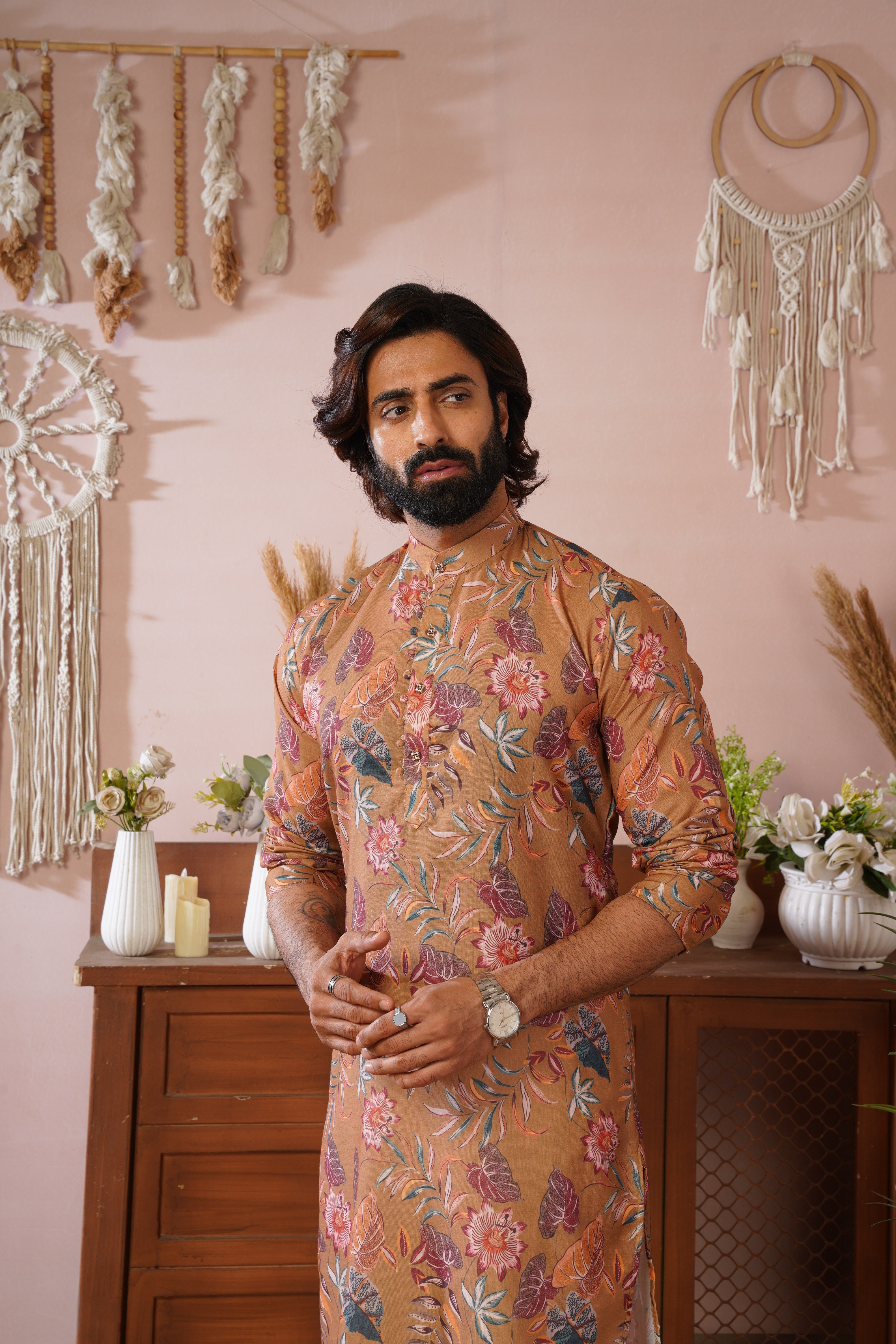 Rangrez Floral All-over Printed Yellow Kurta Set