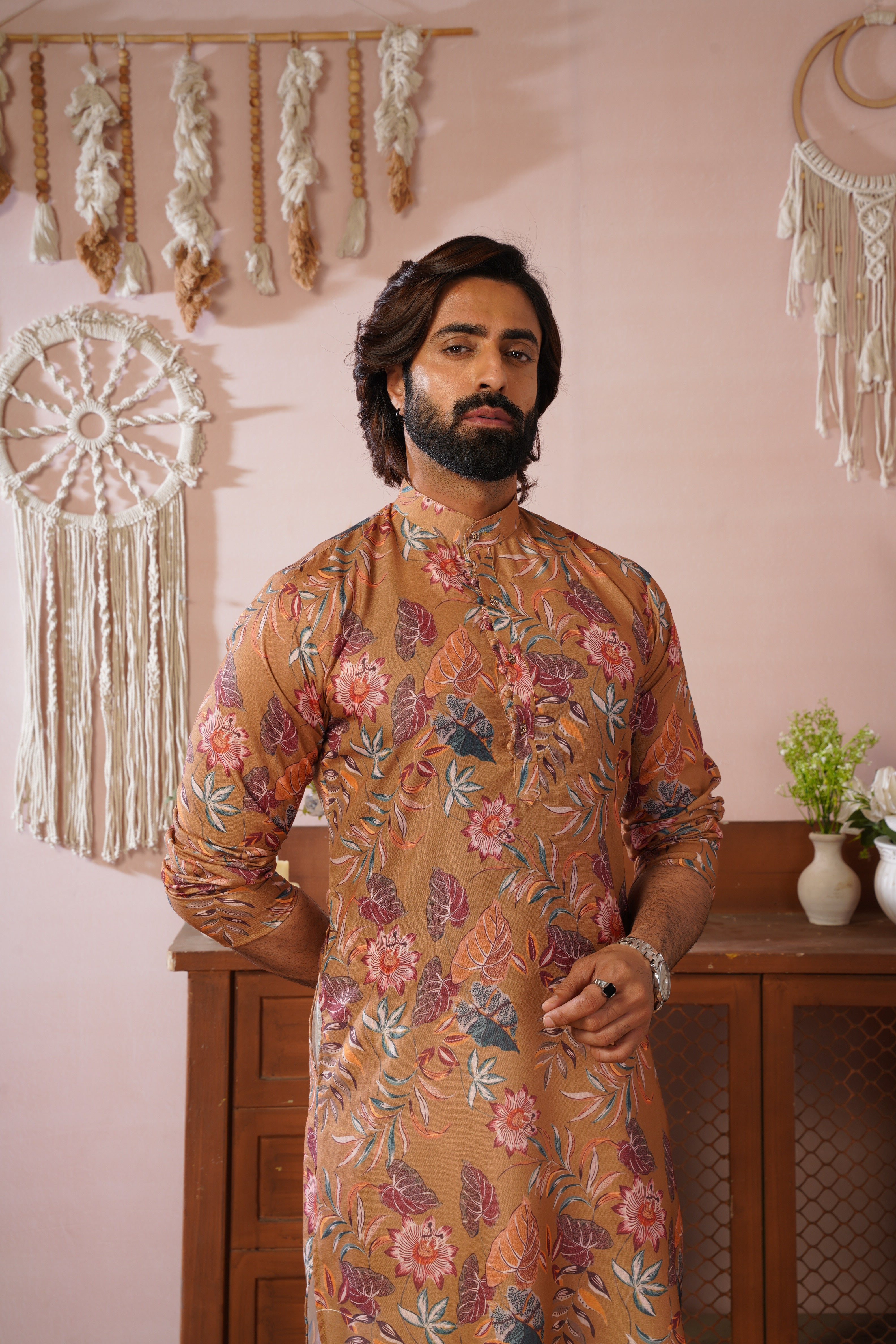 Rangrez Floral All-over Printed Yellow Kurta Set