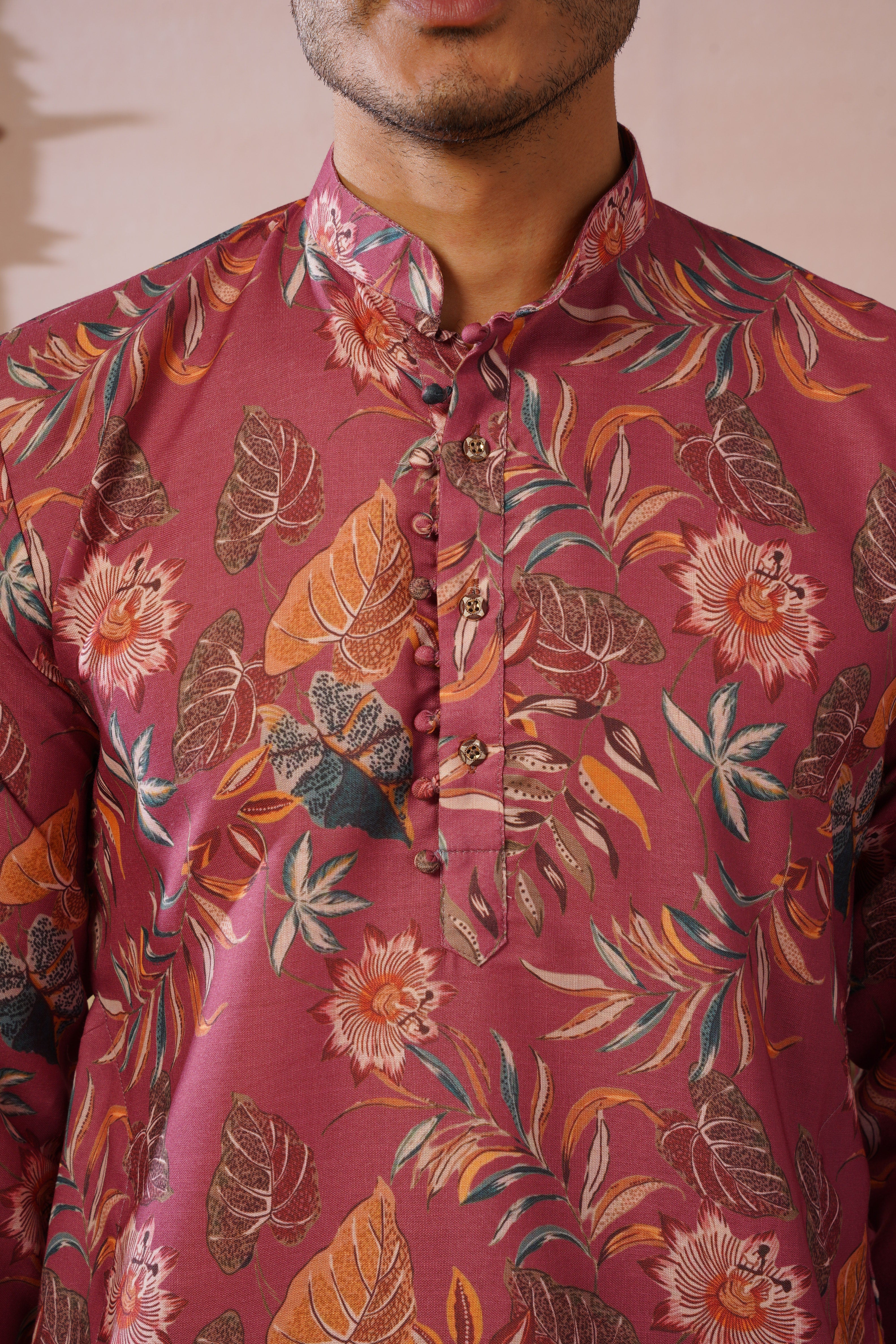 Rangrez Floral All-over Printed Pink Kurta Set