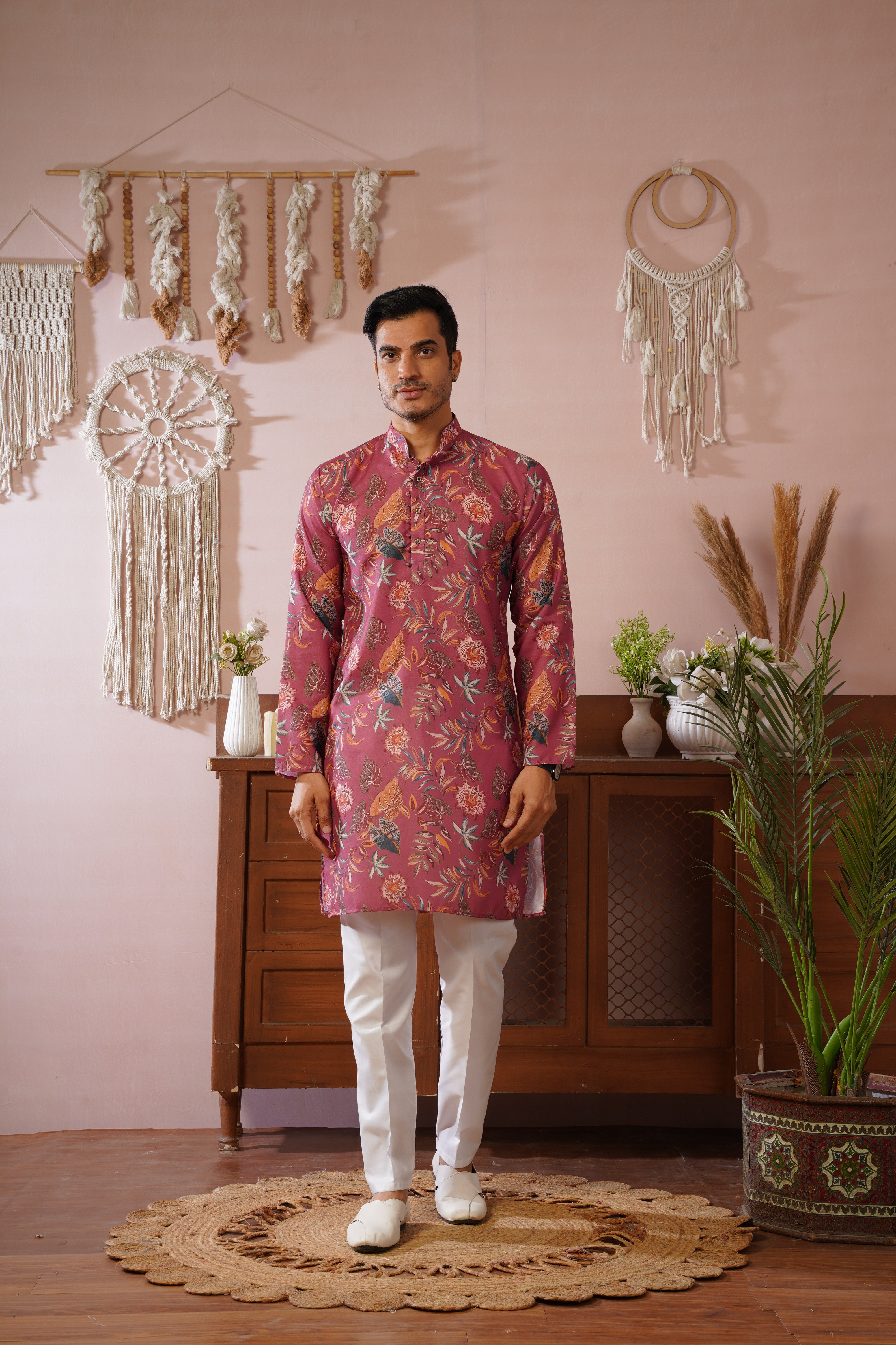 Rangrez Floral All-over Printed Pink Kurta Set