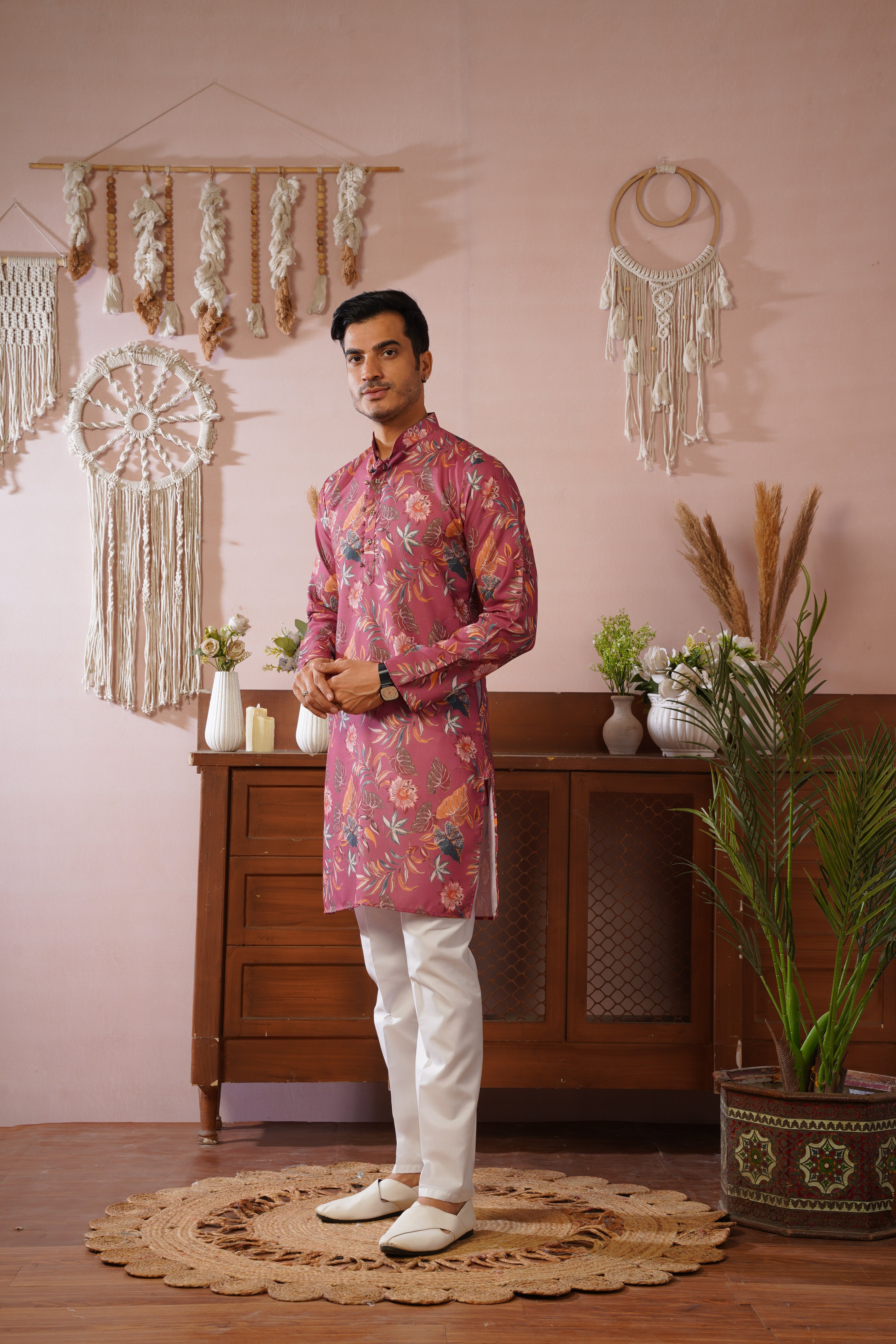 Rangrez Floral All-over Printed Pink Kurta Set