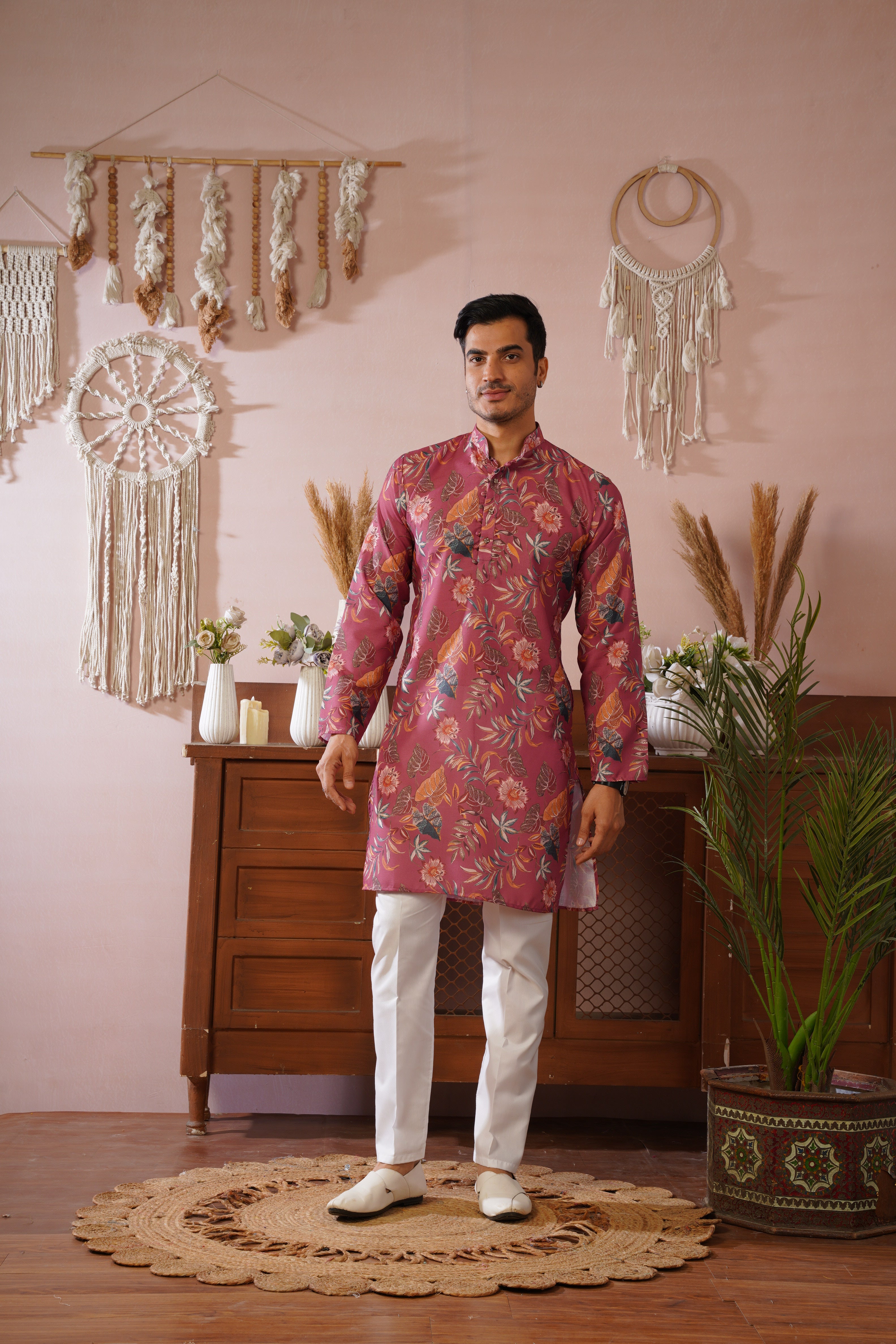 Rangrez Floral All-over Printed Pink Kurta Set