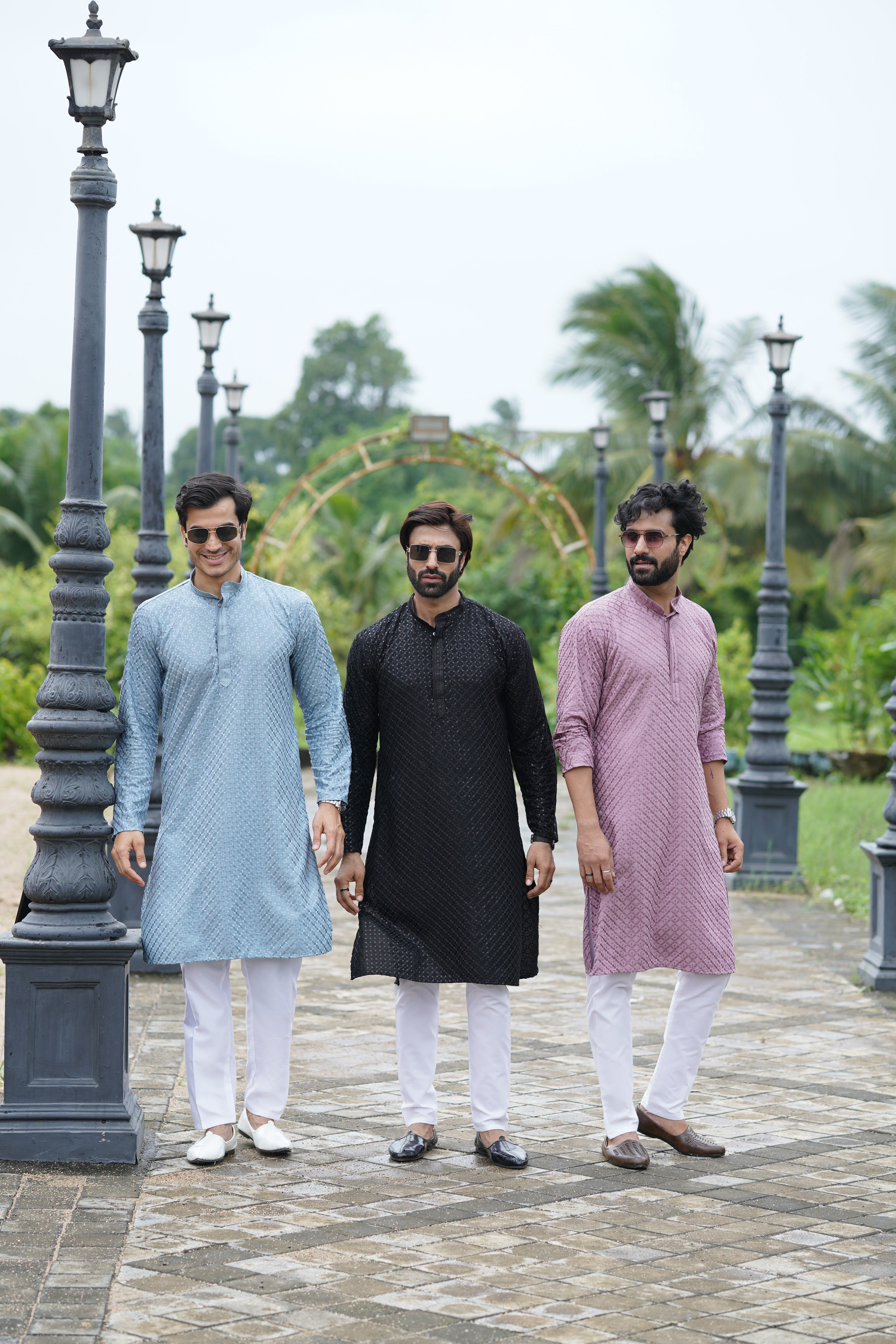 Men’s Black Viscose Kurta with Sequin Detailing