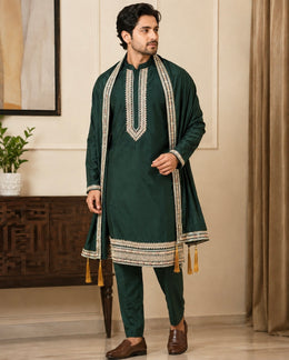 Green Premium Kurta Set with Dupatta