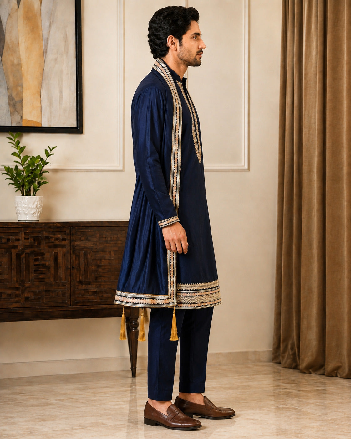 Navy Blue Premium Kurta Set with Dupatta