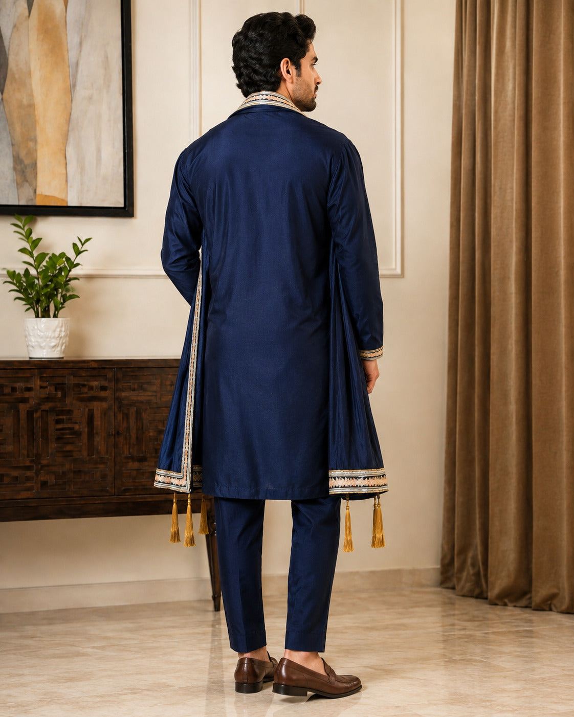 Navy Blue Premium Kurta Set with Dupatta