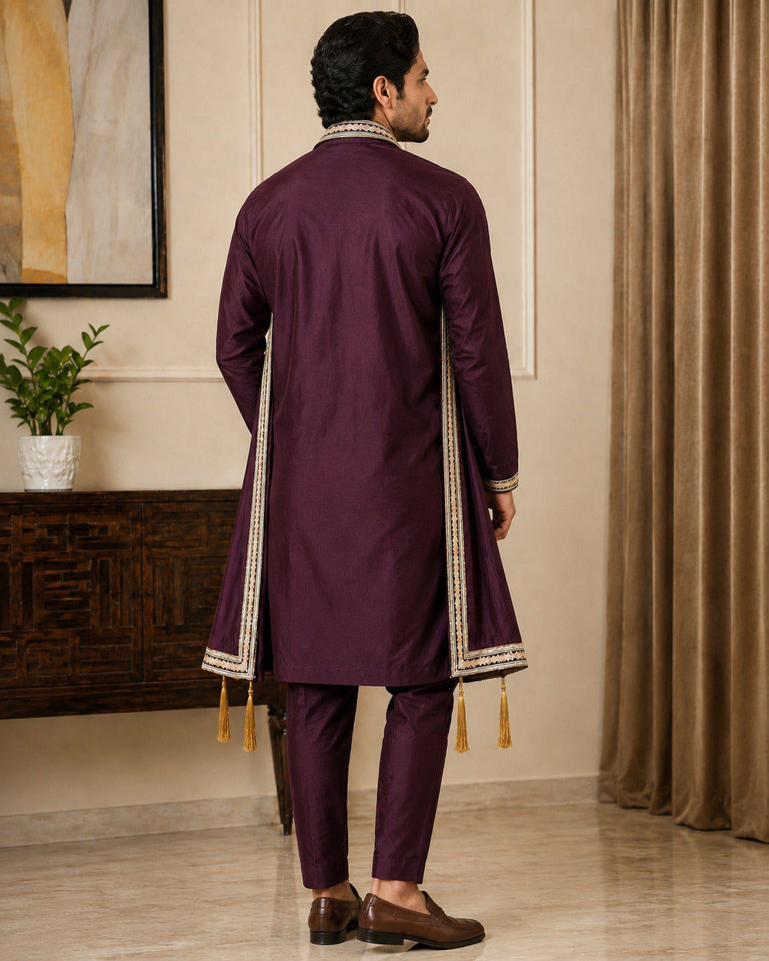 Wine Premium Kurta Set with Dupatta