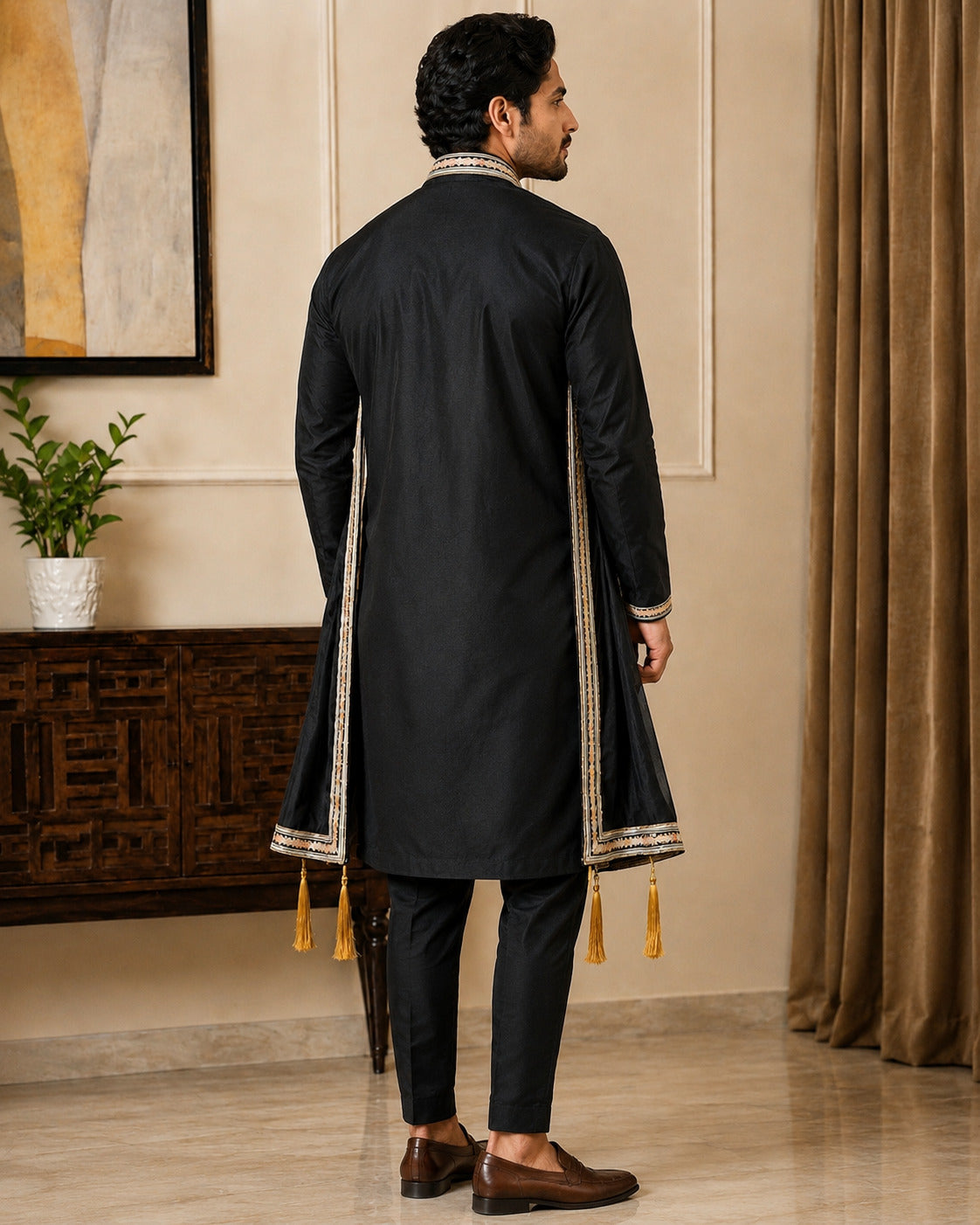Black Premium Kurta Set with Dupatta