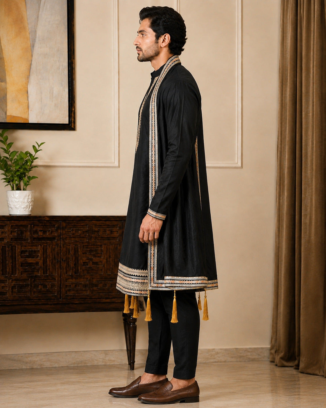 Black Premium Kurta Set with Dupatta