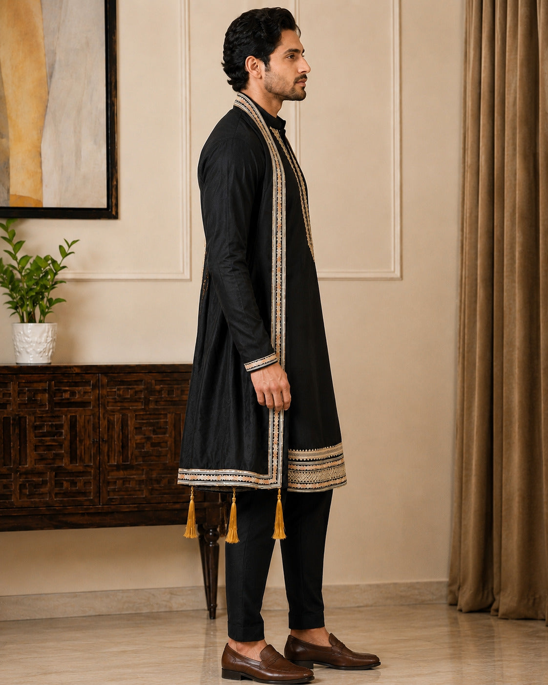 Black Premium Kurta Set with Dupatta