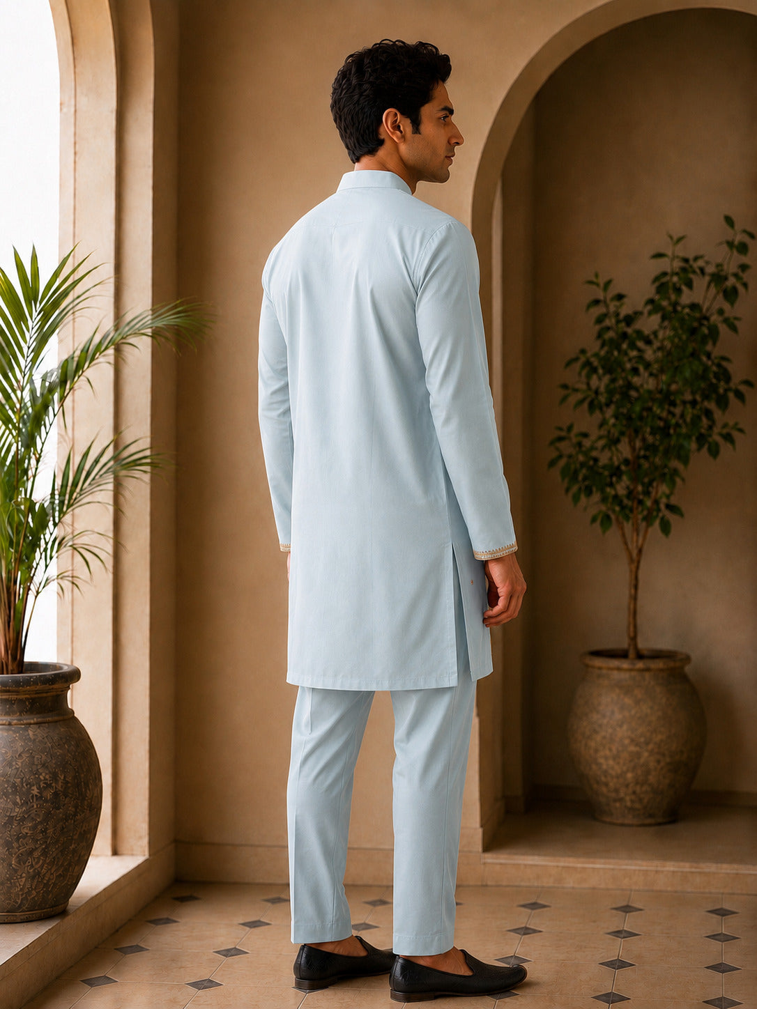 Sky Heritage Embroidered V-Neck Short Kurta