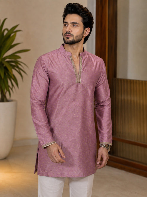 Pink Fancy V-Neck Short Kurta