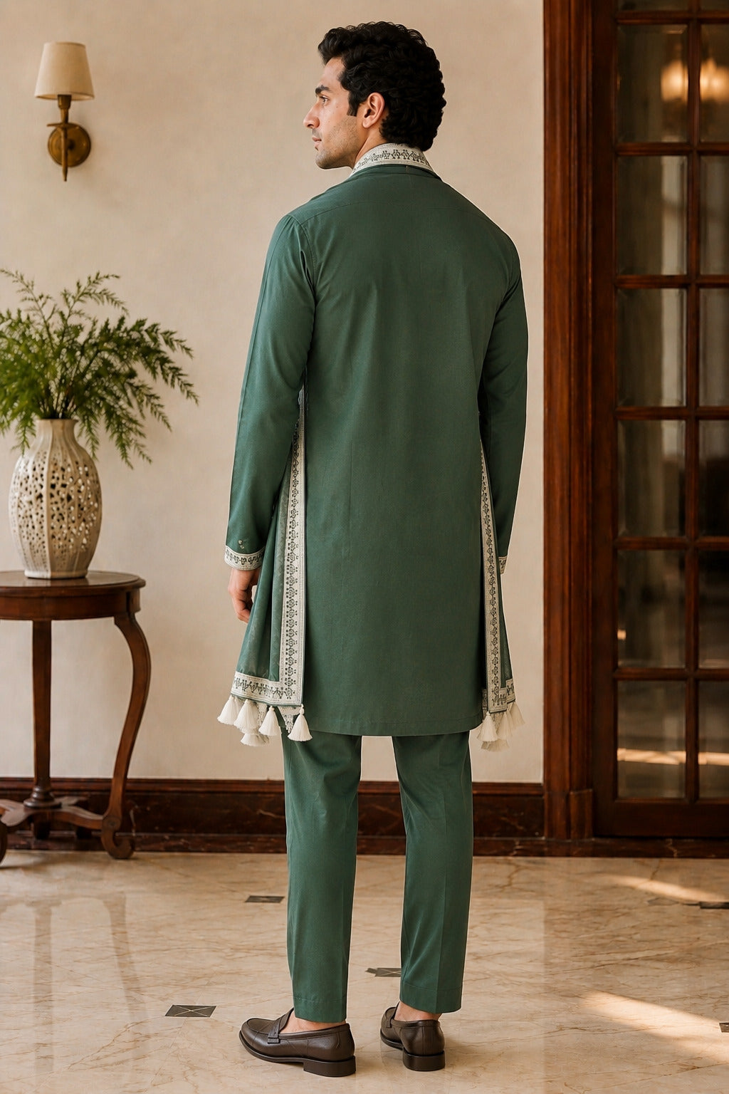 Green Embroidered Kurta Set with Dupatta