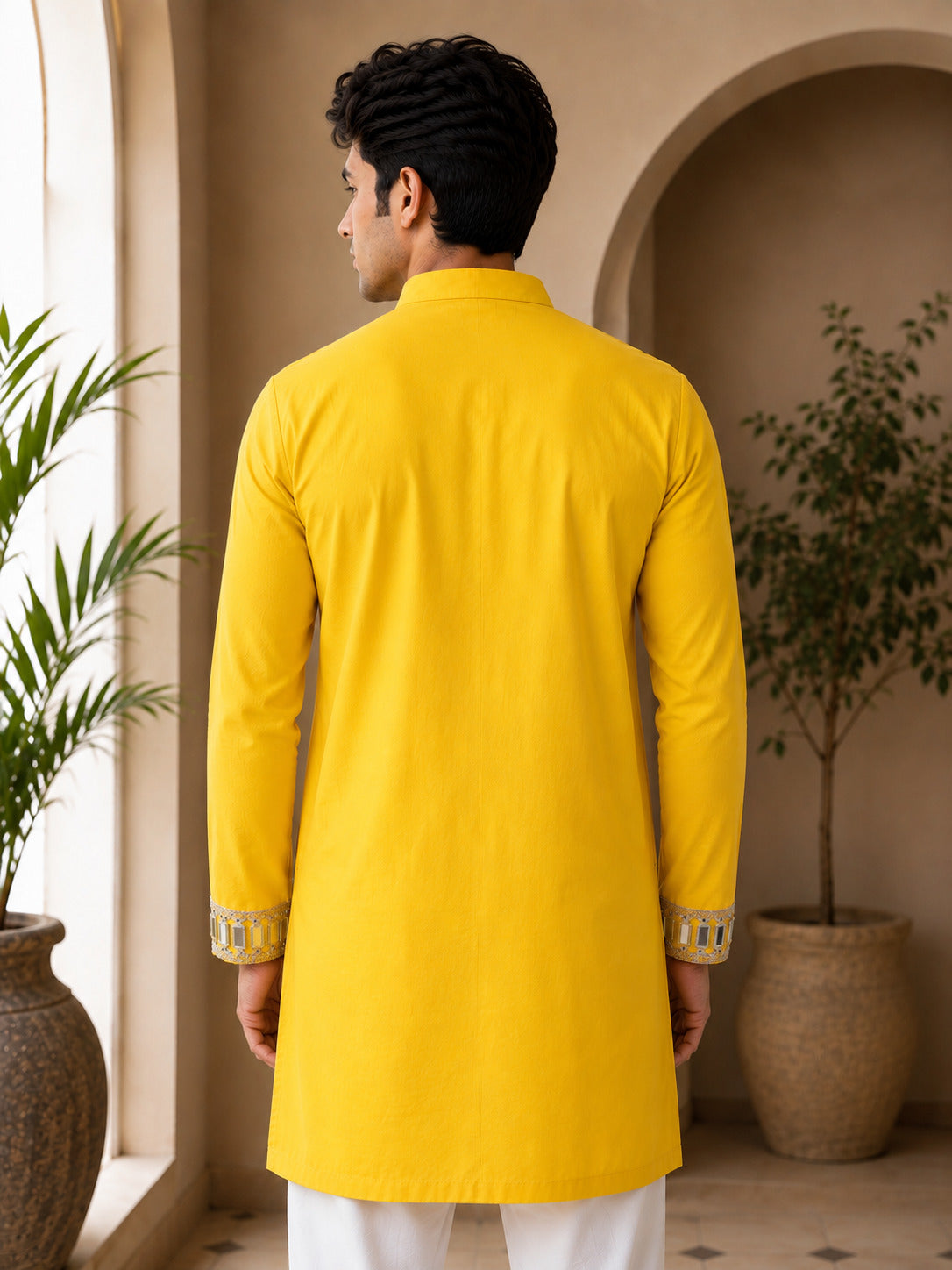 Aaina Luxe V-Neck Haldi Short Kurta