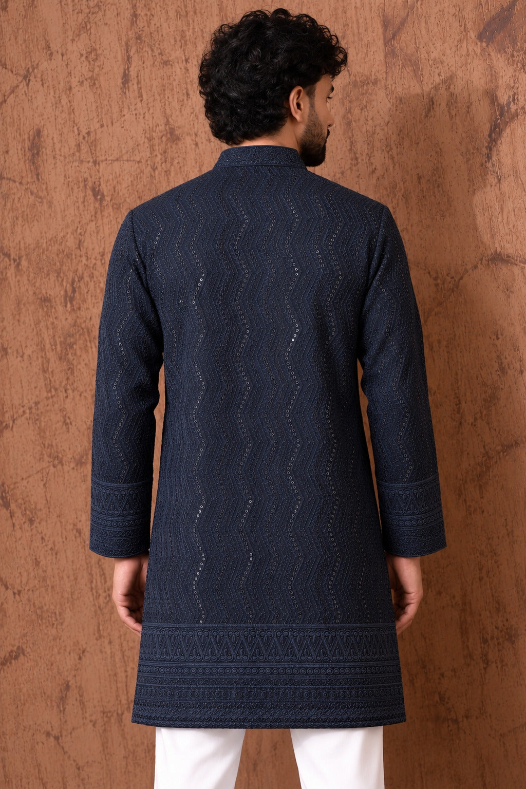 Royal Heritage Embroidered Black Short Kurta