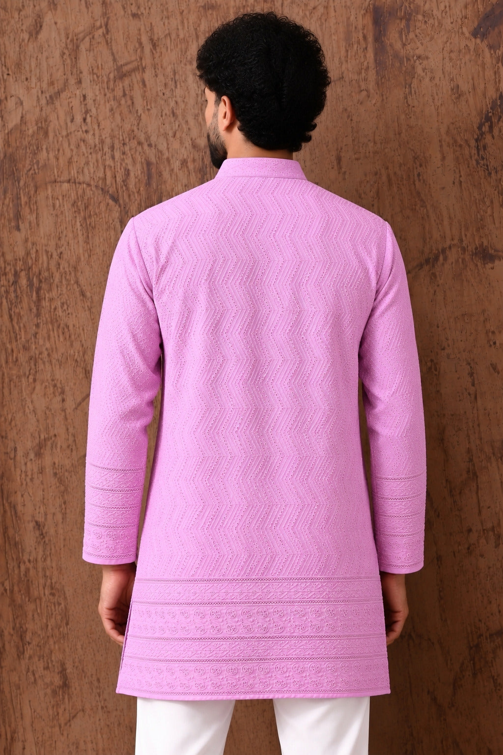 Royal Heritage Embroidered Pink Short Kurta